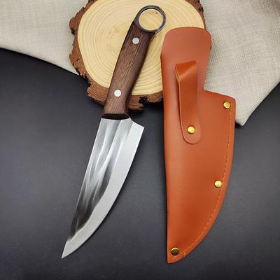 Forged Chef's Boning-Slicing Cleaver Professional Kitchen Knife for Meat Peeling Cutter Grill Knife with Sheath