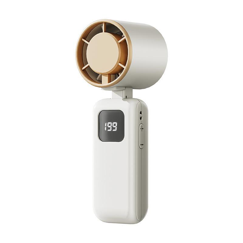 2026 High-Speed USB Rechargeable Mini Handheld Foldable Fan with Digital Display and Lanyard