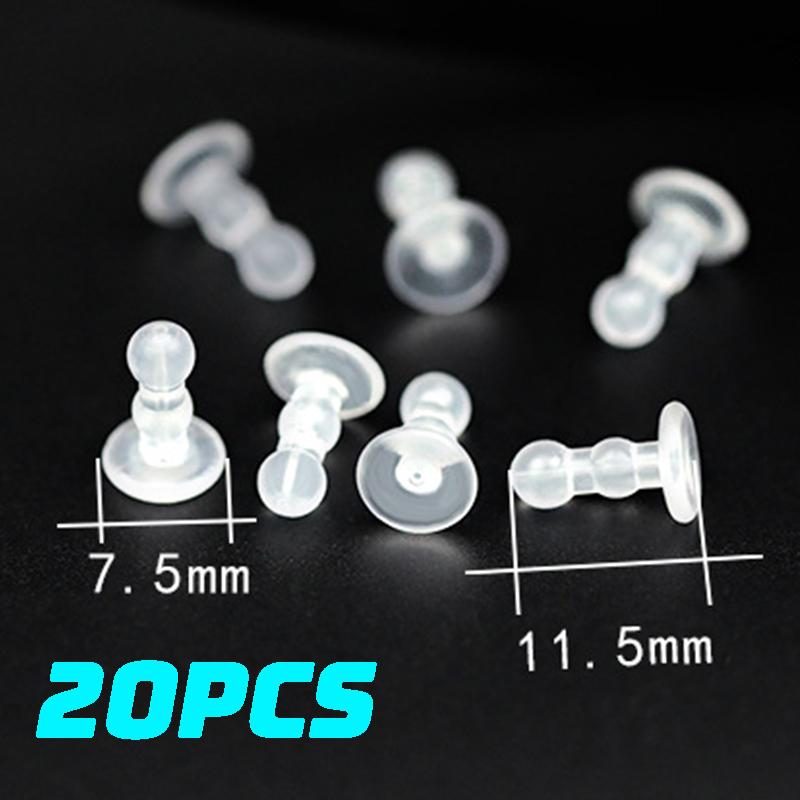 100pcs Round Head TPE Anti Prick Earring Caps Fully Enclosed Earring Backs Non Slip Double Round Support Plastic Earring Stopper