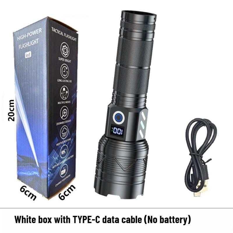 

Мощный светодиодный фонарик с большим радиусом действия, зумом, сверхъяркий, перезаряжаемый, сверхпрочный тактический фонарик, подходящий White Box+TYPE-C