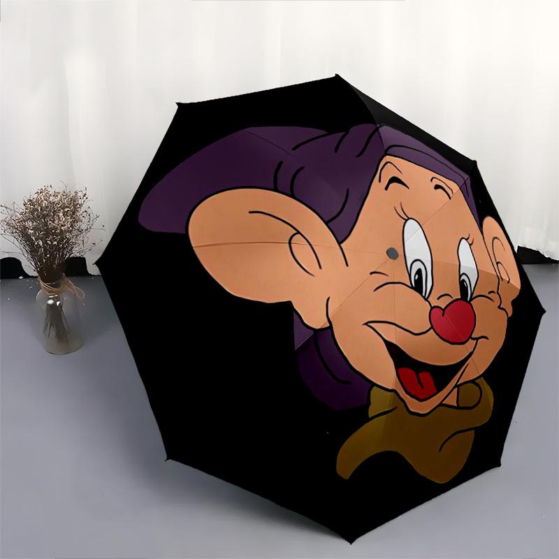 1pc Snow White Dopey Cartoon Pattern Automatic 3-Fold Umbrella, 8 Iron Frames, High-Value Folding Umbrella, Suitable for Office, Travel and