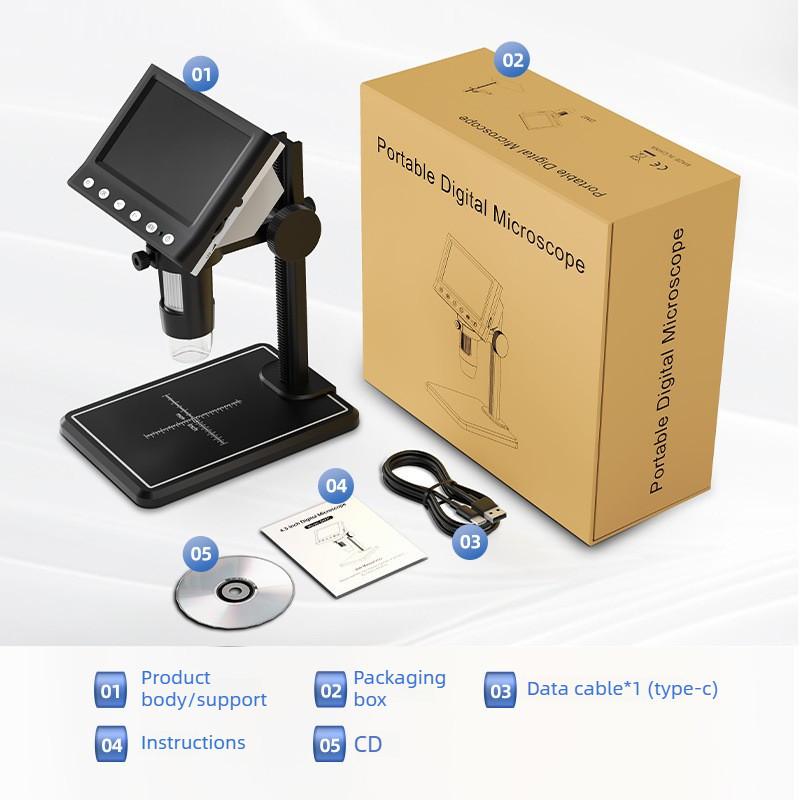 4.3-inch Digital Microscope Coin Antique Calligraphy Detection Magnifying Glass Industrial Maintenance HD Electron Microscope
