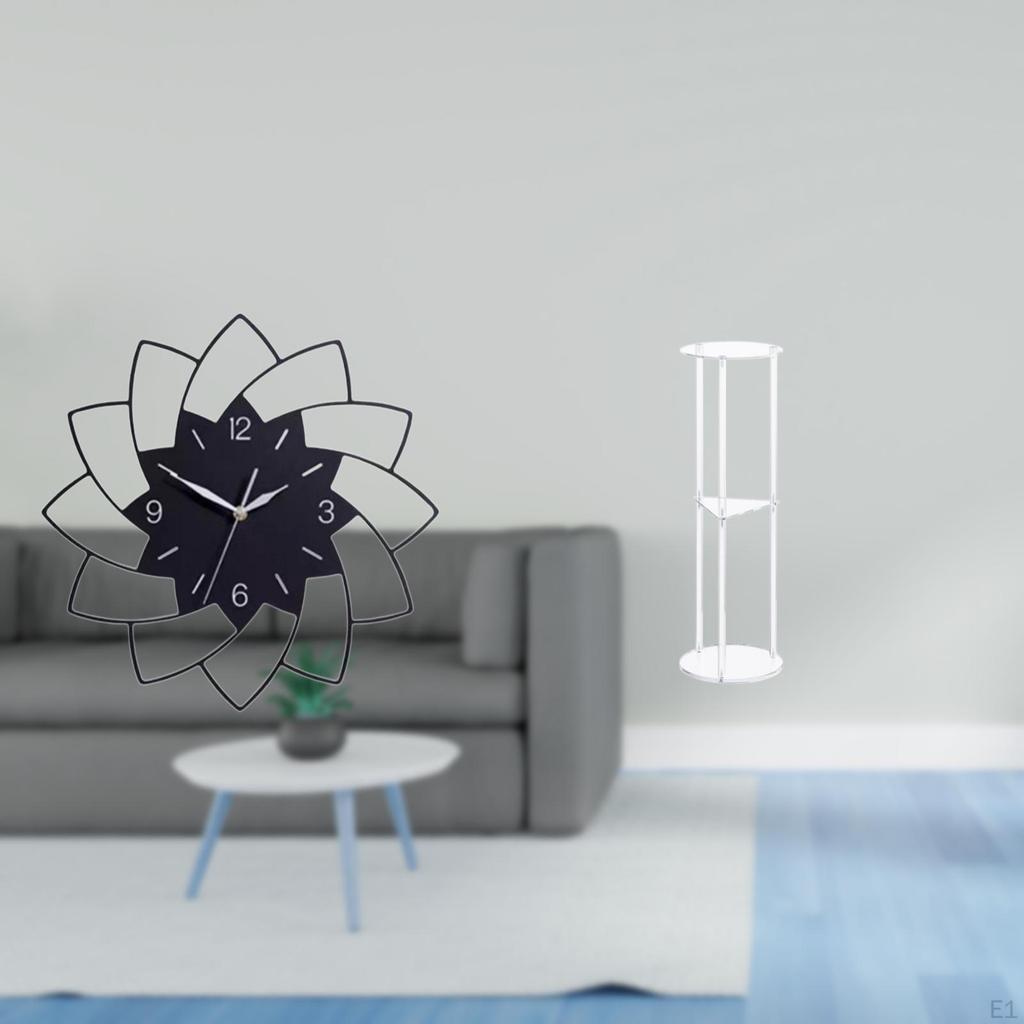 Acrylic Flower Shaped Wall Clock for Bedroom And Cafe Decor with Clear Side Table Small