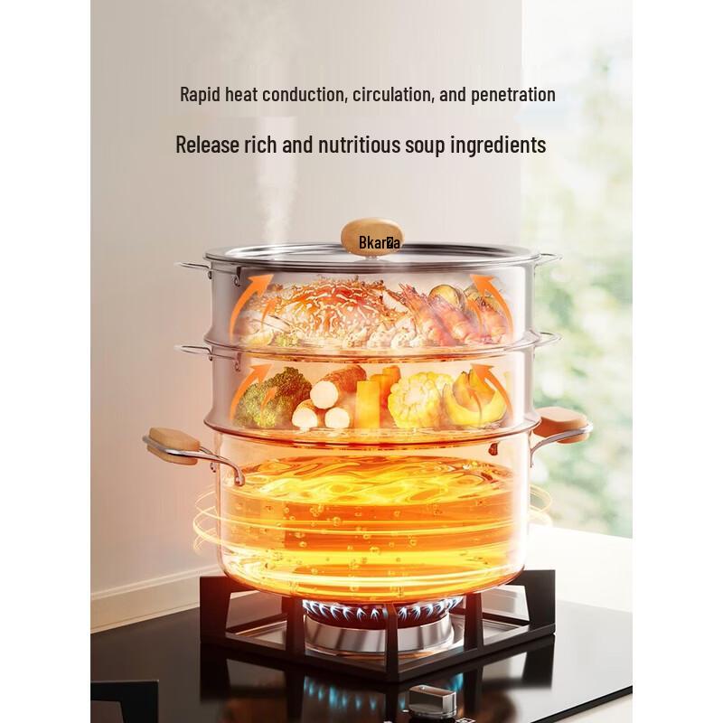 Bear Titanium Ceramic Double-Layer Steamer Pot 28cm