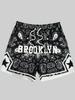 Men Gothic Angel Graffiti 3D Print Mesh Beach Shorts Elastic Drawstring Loose Straight Casual Summer Board Shorts