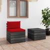 Salon palette de jardin 2 pcs avec coussins Bois de pin massif