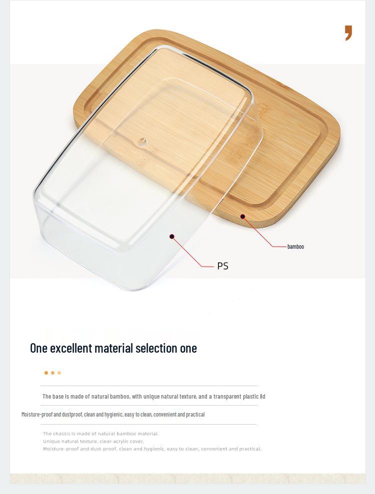 Bamboo Butter Dish with Lid - Cake & Cheese Storage Box