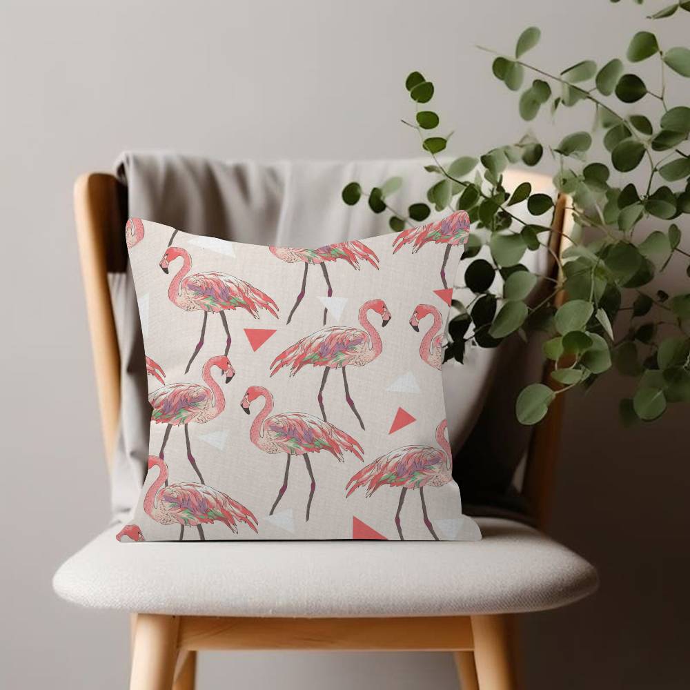 Leaf Flamingo Pillow Case Plush Fabric Soft Double Sided Print Sofa Cushion Cover Throw Pillow Covers