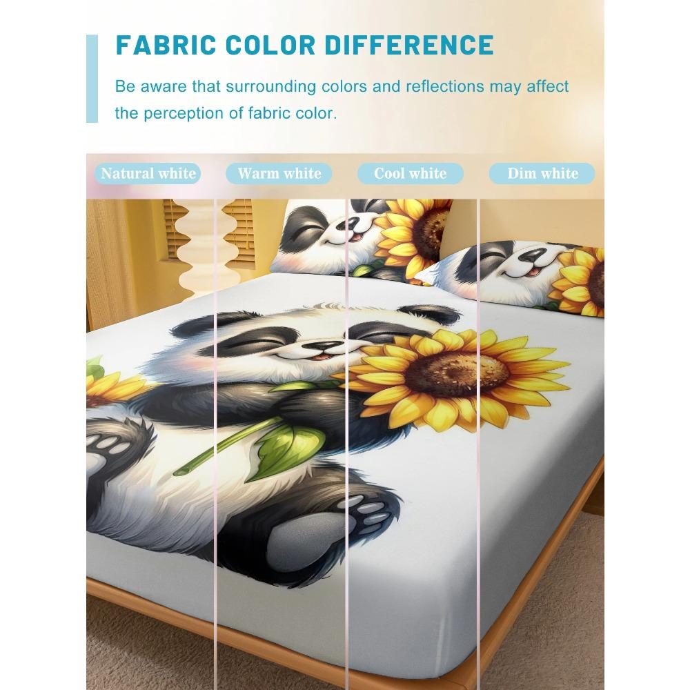 1 Cartoon Cute Animal Panda Digital Printed Frosted Fitted Sheet,bedroom Printed Bed Cover,bedding(No Pillowcase)