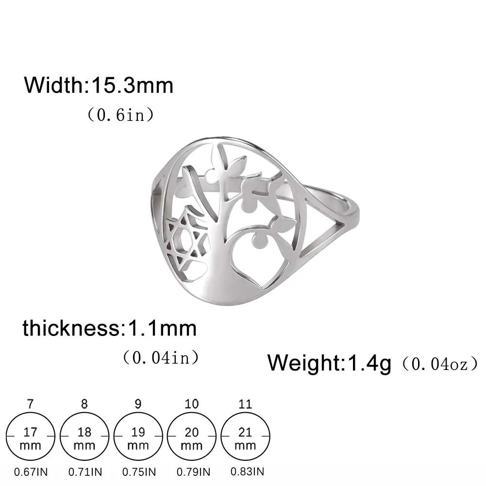 Stainless Steel Tree of Life Ring for Women Vintage Amulet Finger Rings Jewelry Mother's Day Gift