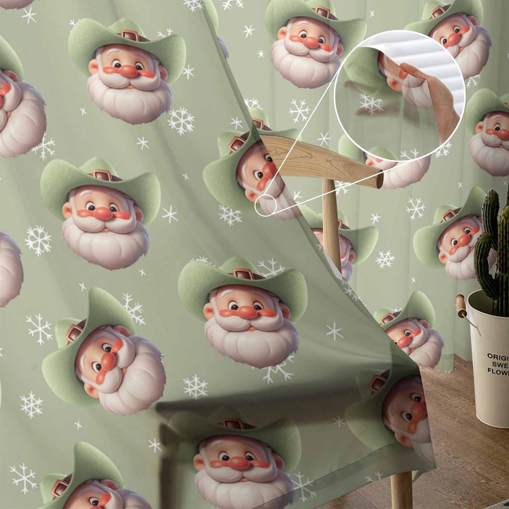 Västlig Jul Cowboy Jultomten Gardiner För Vardagsrum Sovrum Hemdekoration Fönster Voile Tyllgardin Draperier