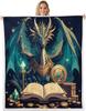 GUOYU Blanket Dragon Fleece Throw Blanket Japanese Ukiyoe Theme Sherpa Blanket Queen for Bed Sofa Couch Girls Japanese Style Plush Blanket