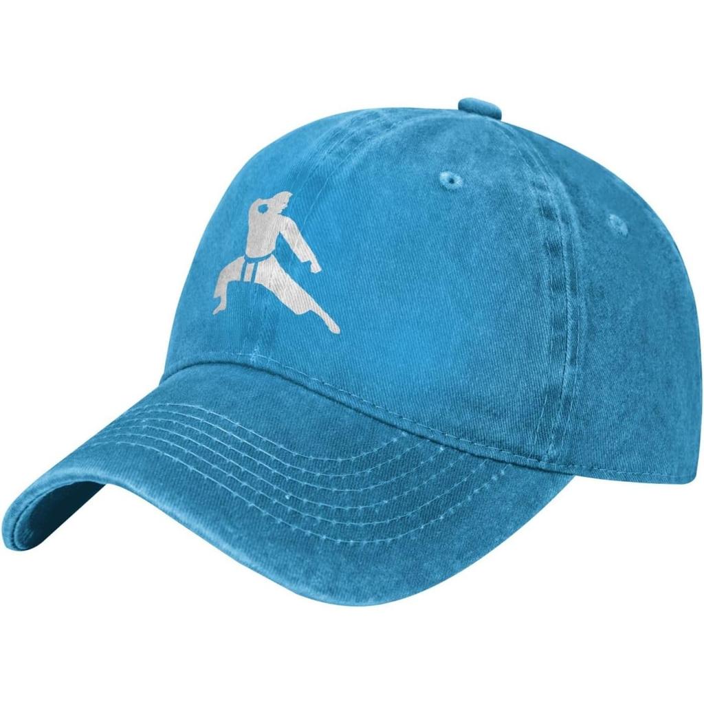 Karate Fighter Graphic Washed Cotton Baseball Cap Adjustable Outdoor Sports Dad Hat