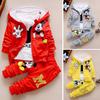 3PCS Jungen Mädchen 0-4 Jahre alt Cartoon Gedruckt Langarm Kapuzenjacke T-Shirt Offene Hosen