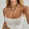 Sweet Cool Hot Girl Style Exaggerated Big Heart Pendant Necklace Sexy Leopard Print CCB Collarbone Chain