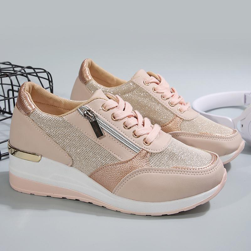 Fashion 2025 New Fashion Pink Wedge Sneakers Women Lightweight Breathable Casual Sports Shoes Woman Plus Size Platform Vulcanized Shoes