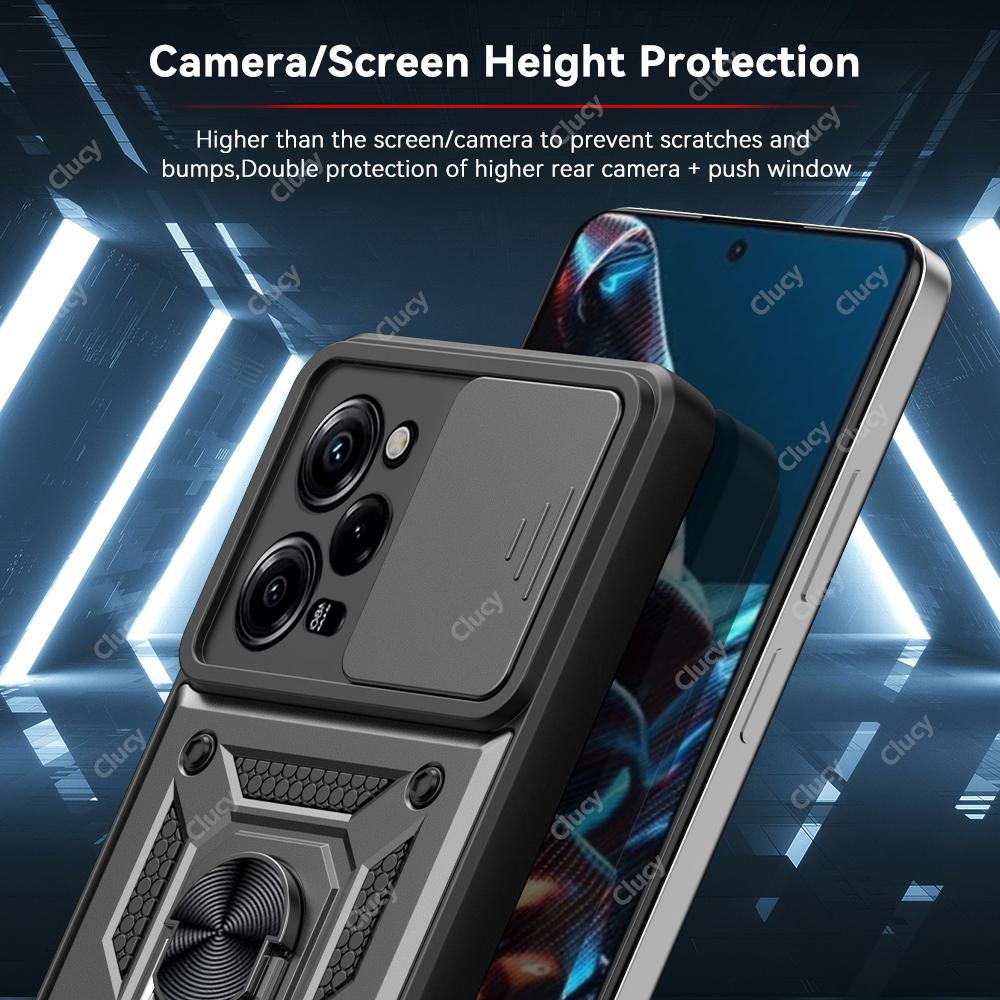 For Redmi Note12 13 Pro Plus Camera Shockproof Armor Case For Redmi Note 13 12 Pro 4G 5G Car Magnetic Holder Ring Protect Cover