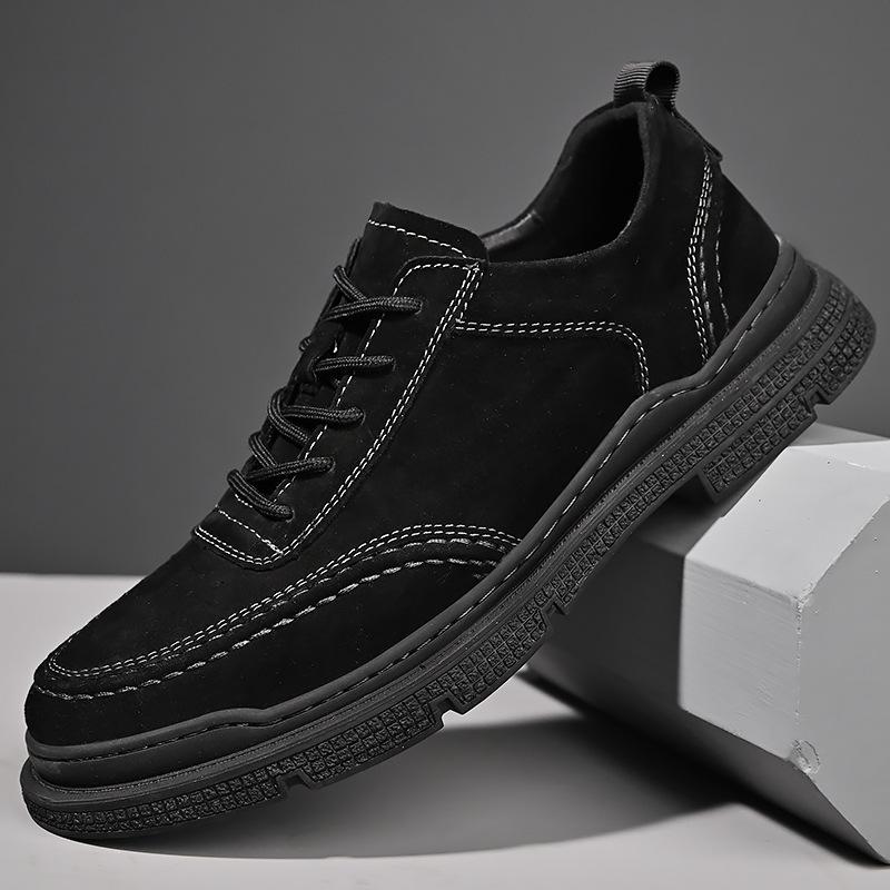 Herrenschuhe 2025 Herbst und Winter Leder Britisch Retro Big Head Lederschuhe Herren Business Casual Rutschfest Low-Top Martin Boots