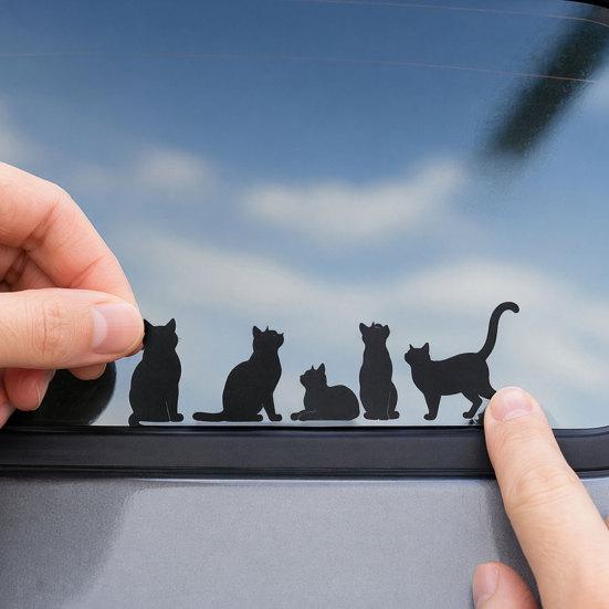 Yangyizhi Car Sticker, Waterproof PVC Self-adhesive Traceless Auto Decal, Five Cats Pattern Sticker for Fuel Tank Caps Windows Luggage Skateboards