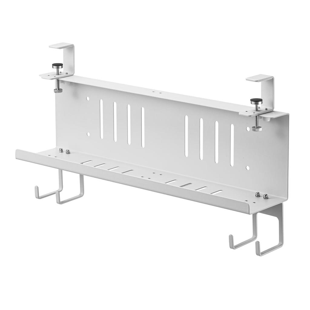 Sanwa Direct Cable Tray Under Desk Cable Power Tap Storage Steel S Size White Clamp/Magnet/Screw 200-CB050W