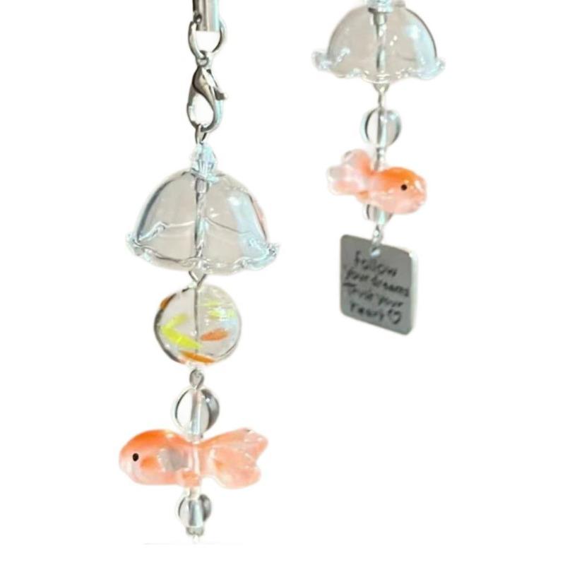 1pc Ins Wind Goldfish Handmade Bead Pendant Small Fish Wind Chime Phone Chain Bag Colorful Bead Pendant
