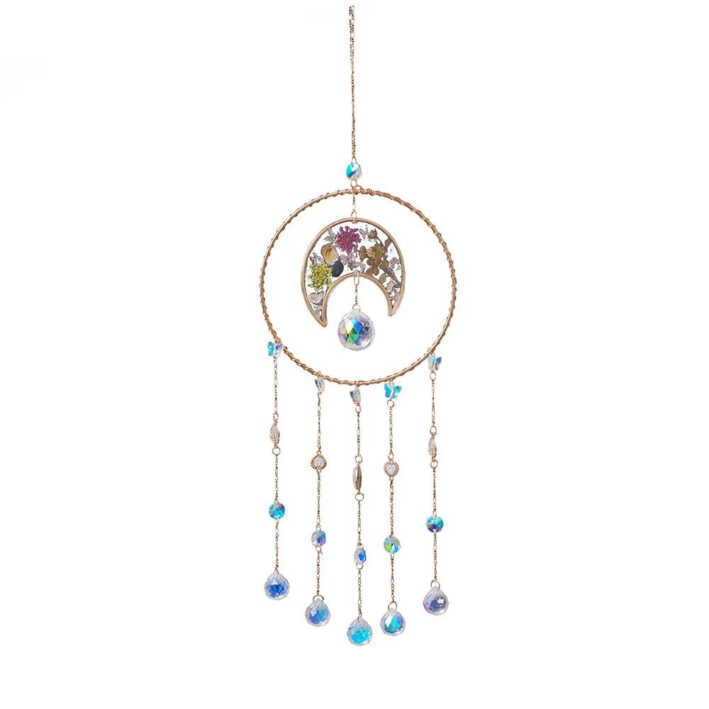 Crystal suncatcher Wall Decor Colorful Catcher Handmade moon Dream Catcher for Kids Bedroom Wall Hanging Living Room Wedding
