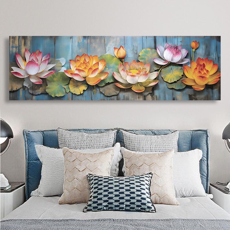 Impressões em tela de flores de lótus abstratas, pinturas em tela florais rosa, decoração de parede, pôsteres de folhas de lótus, impressões para decoração de quarto sem moldura