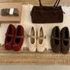 Fashion 2025 Spring Autumn Women Ballet Flat Shoes Fashion Shallow Slip On Ladies Fur Mary Jane Shoes Soft Outdoor Granny Shoes Women