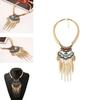 Vintage Gold Leaf Pendant Necklace With Tassel For Boho Fashion And Casual Wear