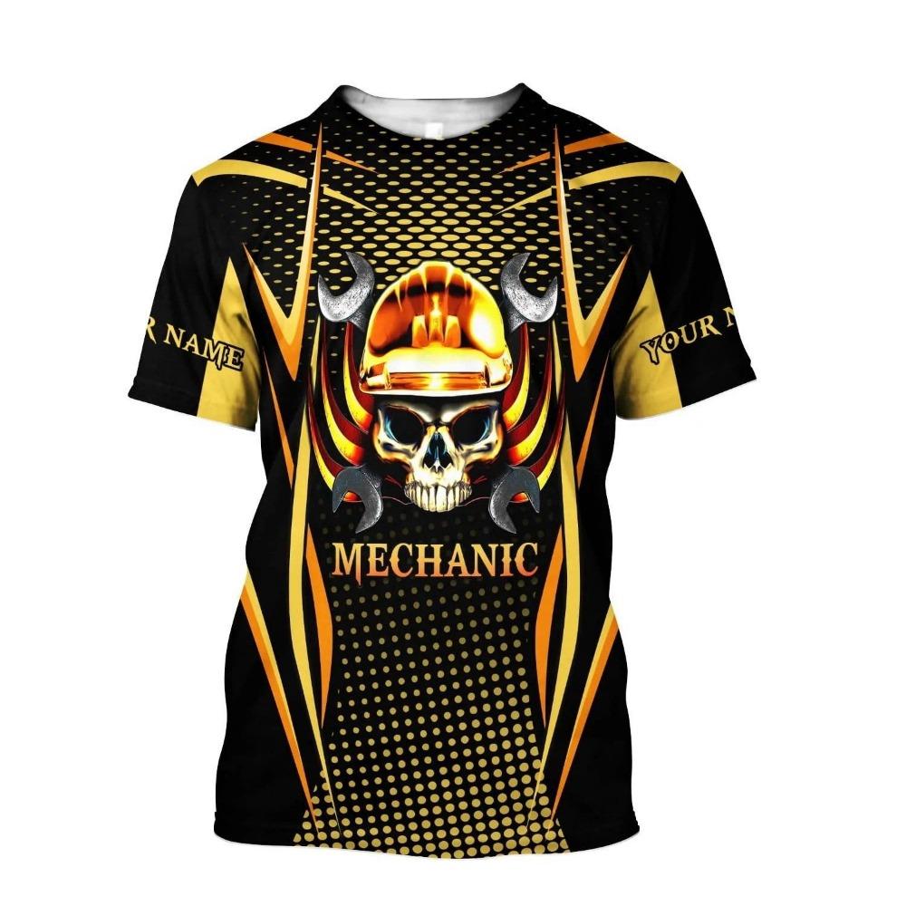 Personalized Design Mechanic Pattern 3D Printing Men's Street Round Neck Short Sleeved T-shirt