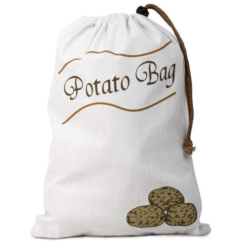 Potato Onion Storage Bag Keep Fresh Vegetable Fruit Organizer Drawstring Canvas Bags Reusable Sacks Holds Keeper Large Capacity