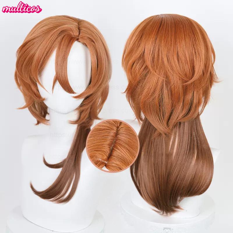Hochwertige Anime Chuuya Nakahara Chuuya Cosplay Perücke 55cm Orange Farbverlauf Hitzebeständig Synthetisches Haar Party Perücken + Perückenkappe