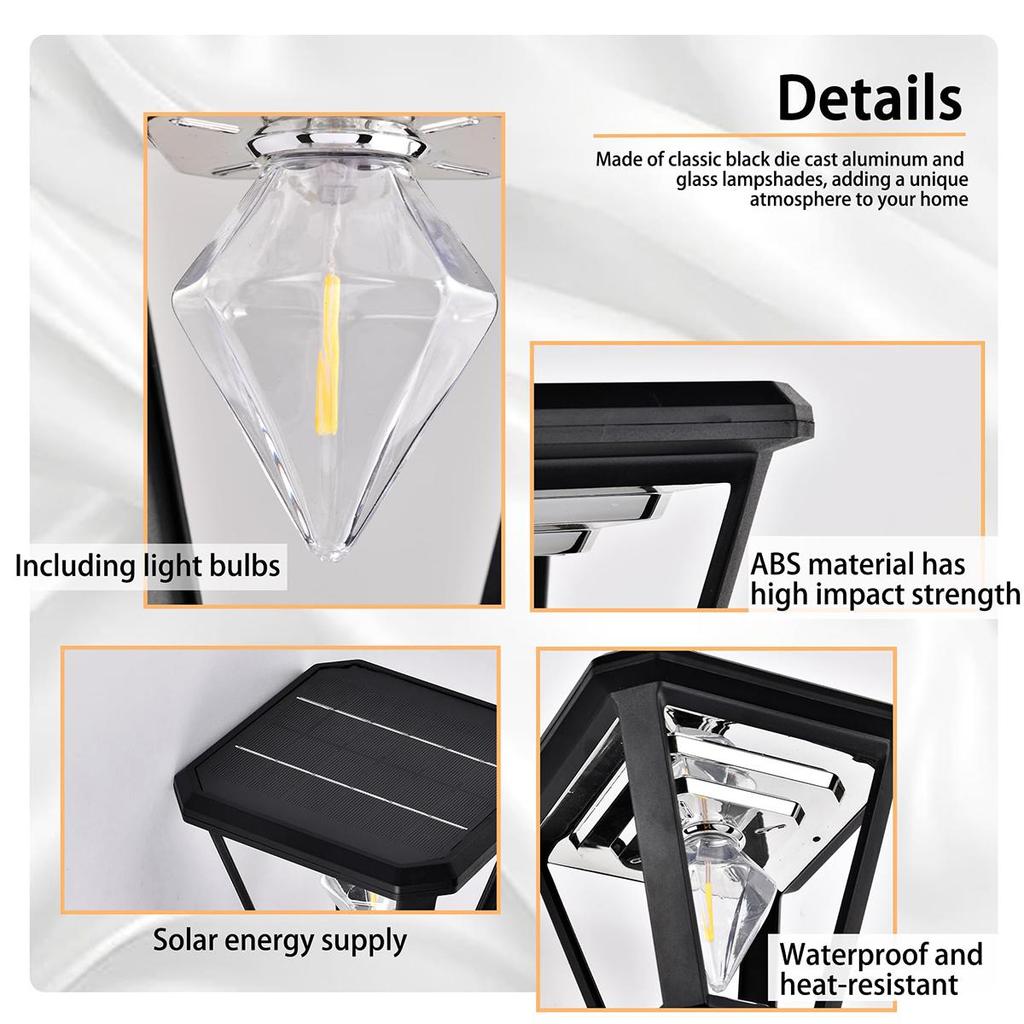 Solar Led Post Lamp Lamps Lights Garden Waterproof Solar Powered Indoor Pillar Outdoor For Warm White Light Gate Courtyard Panel