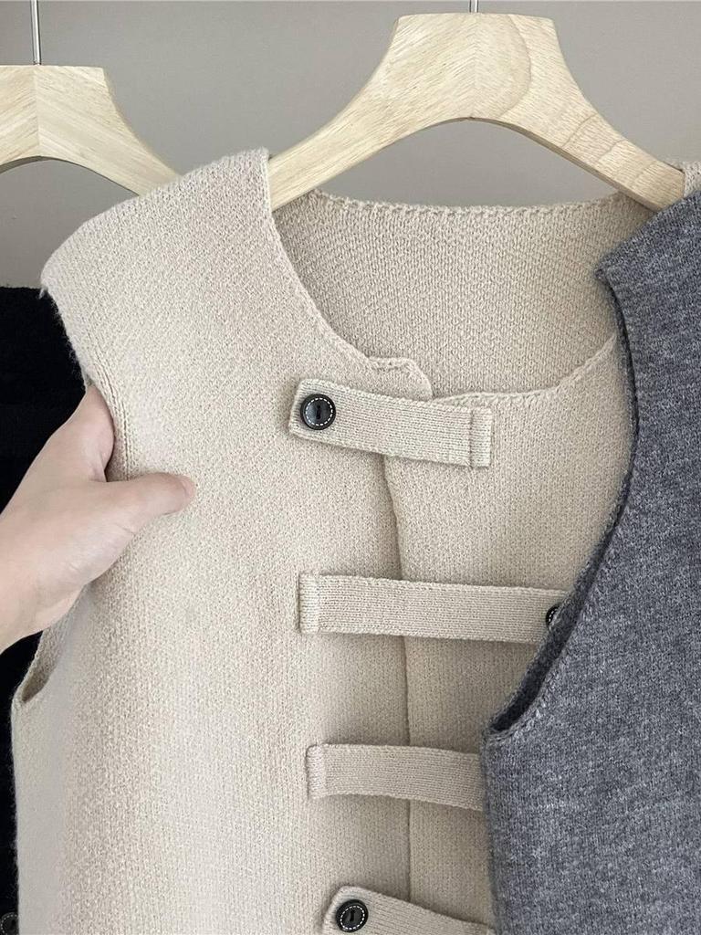 Women's 2026 Autumn/Winter Sleeveless Cardigan Vest