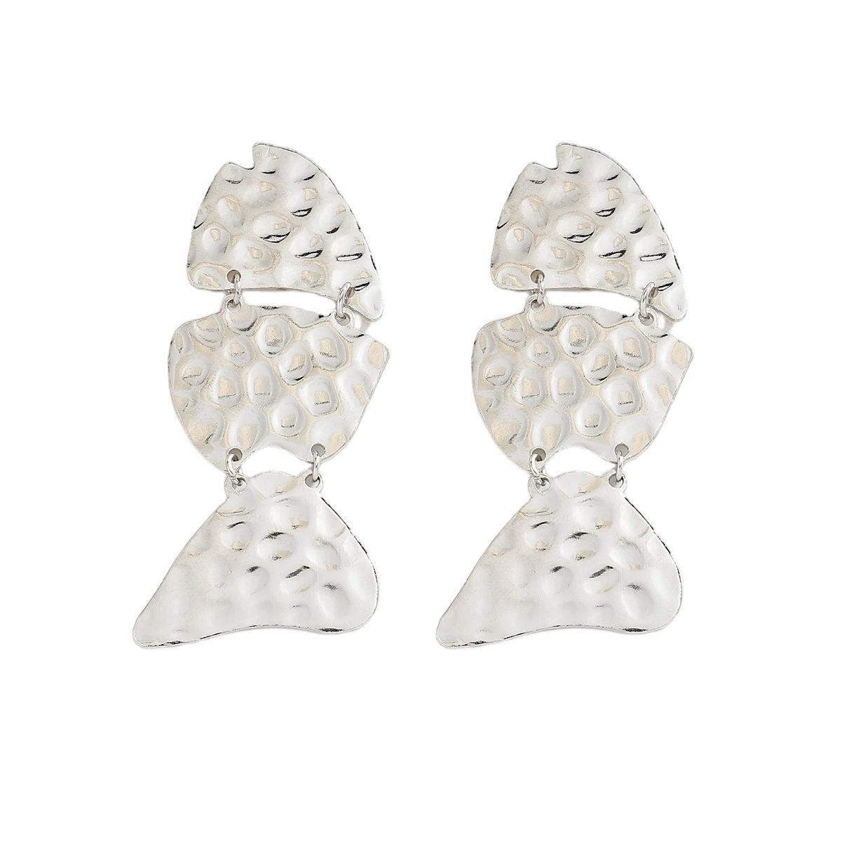 

New retro fish hammer stud earrings exaggerated fashion simple daily earrings high sense earrings