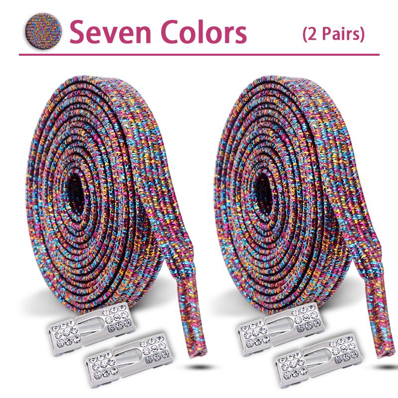 2Set Diamond Lock Shoelaces Without ties Colorful Elastic Laces Sneakers No Tie Shoe laces Glitter Flat Shoelace Shoe Accessorie
