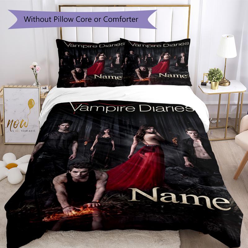 3Pcs Custom Name Vampire Diaries Bedding Set Duvet Cover Closure Includes 1Duvet Cover 2Pillowcases Soft And Comfortable For All Seasons
