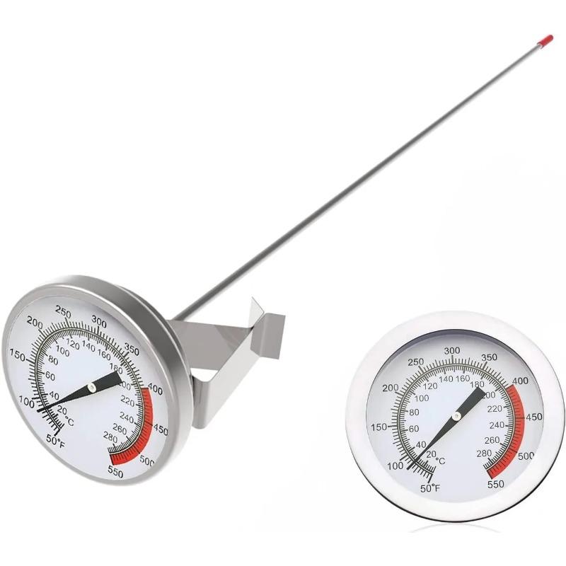 Küchenthermometer mit Topfclip, Sofortablesendes Fleischthermometer, Langfühler-Zifferblattthermometer zum Kochen, Süßigkeitenherstellen, Frittieren