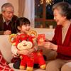 Red Goat Plush Toy Golden Horn Zodiac Mascot Doll Lucky Sheep Stuffed Animal  Chinese New Year