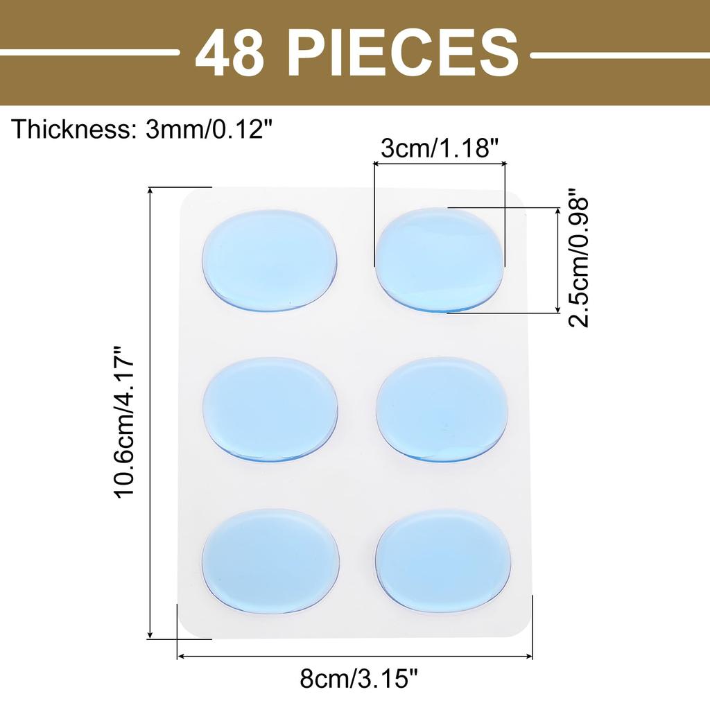 Uxcell 48-delers trommedemper gelputer, silikon dempeputer, trommedempere, Moon Gel blå, 30x25x3mm, effektive for å justere tromme-cymbalvolum