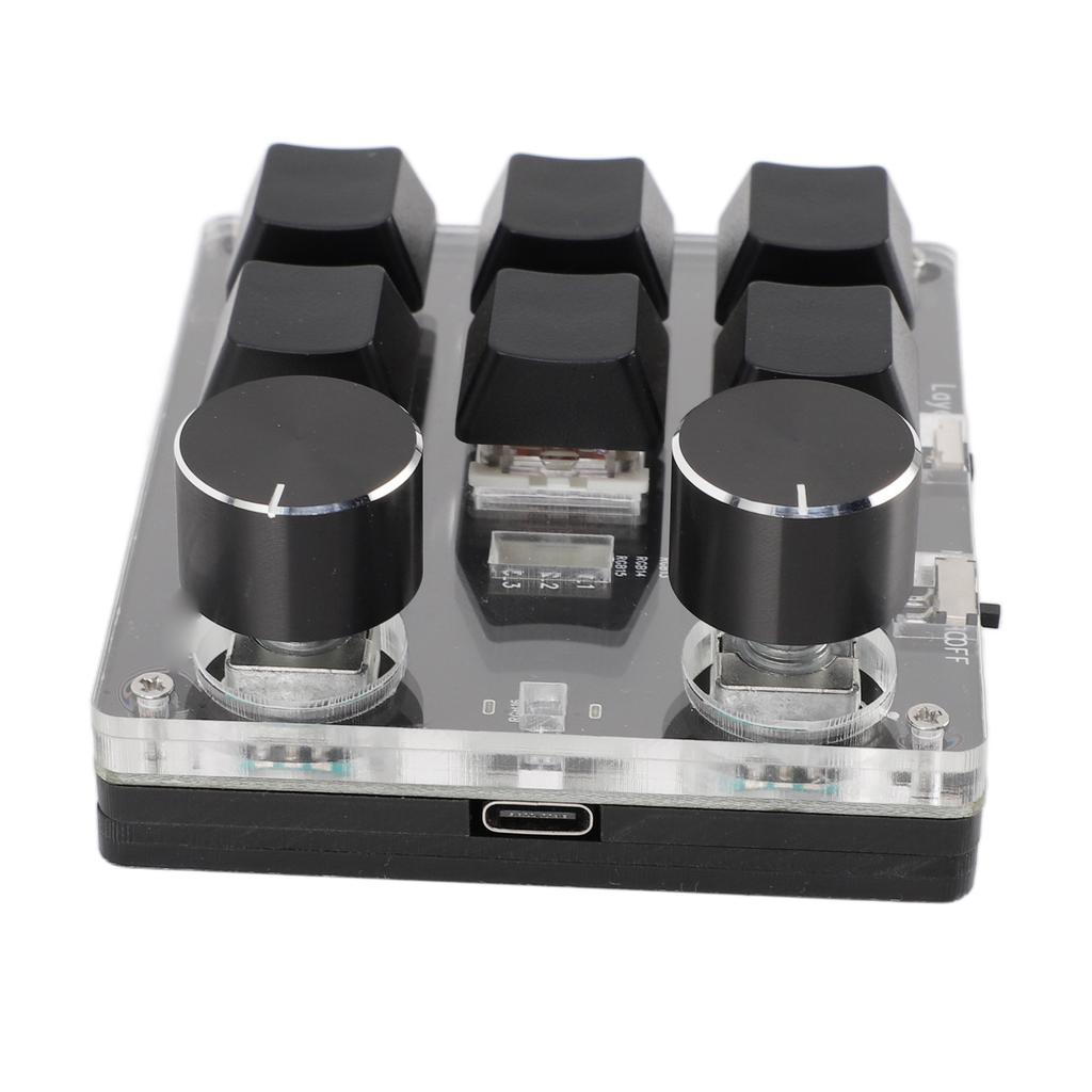 USB Mini 6 Key Keypad with 2 Knob Red Switch Programmable Custom Mini Macro One Handed One Handed Keypad Keypad for Game