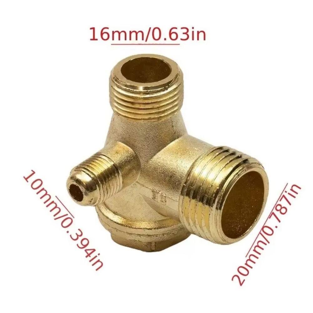 1 Stück Messing-Zinklegierung Luftkompressor Rückschlagventil 3-Wege 20x16x10mm Ventilverbinder Einweg Außengewinde Luftkompressorverbinder