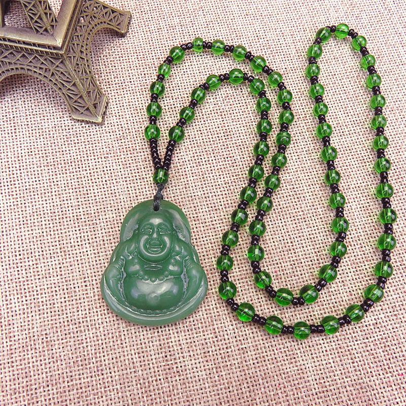 Classic Natural Chinese Buddha Pendant Jade Necklace Fashion Charm Jewelry Carved Blessing Lucky Amulet Gifts For Women Men