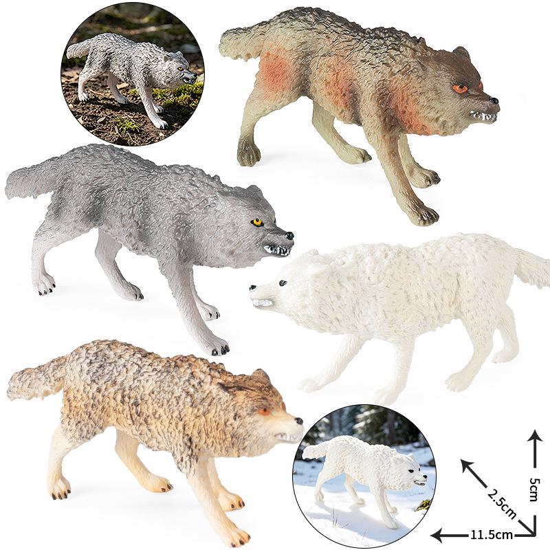 Cross-border Wild Animal Model: Prairie, Brown, Snow, Predator Wolves & Cub Educational Display Toy