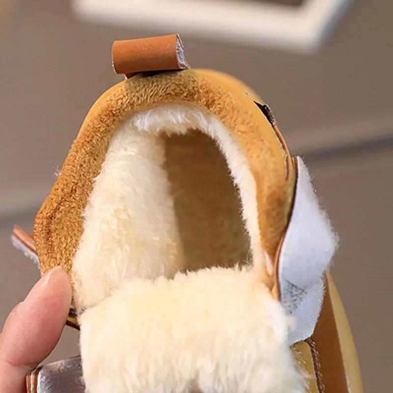 Velvet Children's Sneakers Winter Beige Girls' Soft-soled Baby tenis Shoes Kids Brown Boys' Casual Shoes Flat Heels I06249