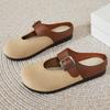 Baotou Half Slippers for Women Wearing New Summer Retro Japanese Casual Flat Sole Cute Soft Sole Birken Shoes for Women