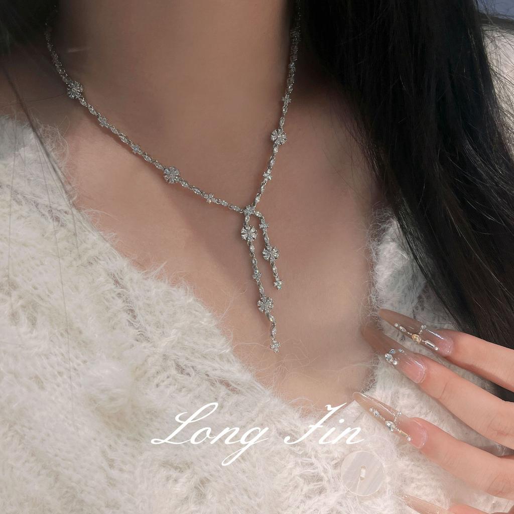 Vergissmeinnicht Blume Voll Diamant Armband Halskette Ohrringe Super Flash Fortgeschrittener Leichter Luxus Live Übertragung