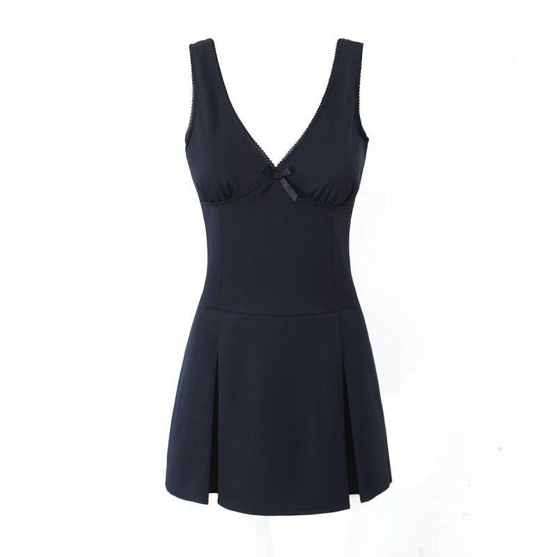 

Motel Retro Deep V Neck Sleeveless Cinched Peplum Navy blue(High quality) S