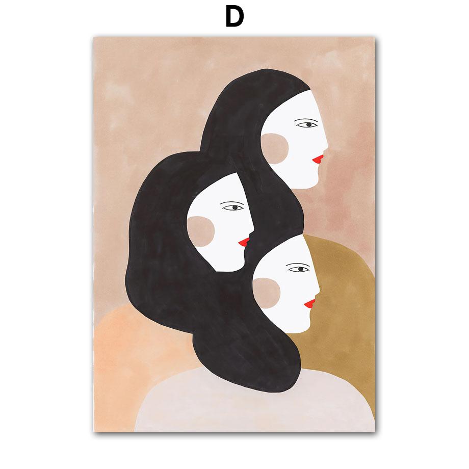 Abstract Lines Girl Vase Flowers Illustration Wall Art Canvas Painting Nordic Poster And Prints Pictures For Living Room Decor