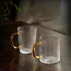 Ribbed Juice Water Drinking Glass Cup With Handle Vertical Striped Borosilicate Heat Resistant Coffee Cup Whiskey Tumbler Glass